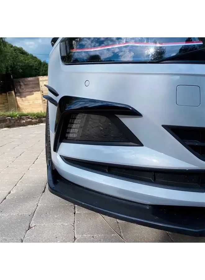 Glossy Black Front Bumper Lip Spoiler Fog Light Cover Grille For Volkswagen VW Polo MK6 Virtus 2017 2021 - Image 3